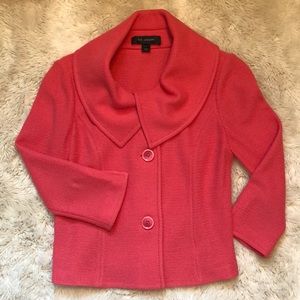 St. John waist length knit jacket in coral